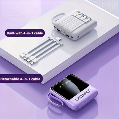 Power Bank 10000mAh with Built-In Cable Set, 5W/15W/22.5W selections, Display and Lanyard for Travel