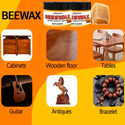 Beeswax Wood Polish, Liquid Furniture Wax for Floors, Desks & Cabinets, Gloss, Multi-Surface Wood Restorer with Sponge
