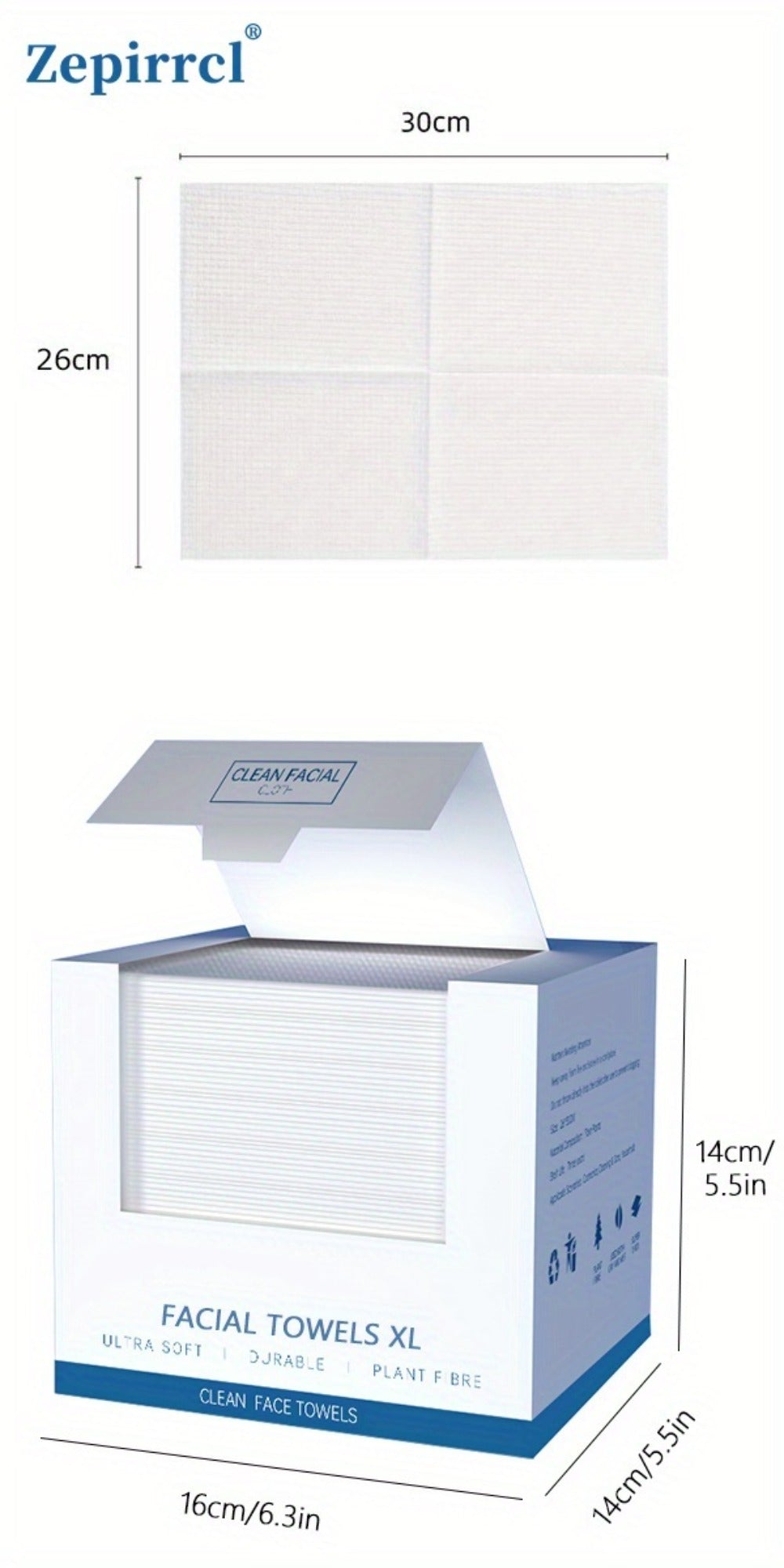 Disposable Facial Towels Extra Large Thick Dry Wet Cleansing Cotton Towel 40 Sheets Per Box for Entryways, Bedrooms and Living Spaces