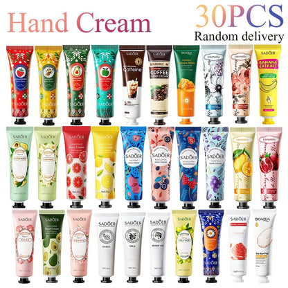Mini Hand Cream Gift Set 30pcs Travel Size Moisturizing Lotion – Glycerin & Lactic Acid Non-Greasy Formula, 30 Random Scents