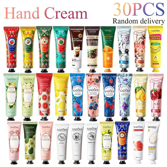 Mini Hand Cream Gift Set 30pcs Travel Size Moisturizing Lotion – Glycerin & Lactic Acid Non-Greasy Formula, 30 Random Scents