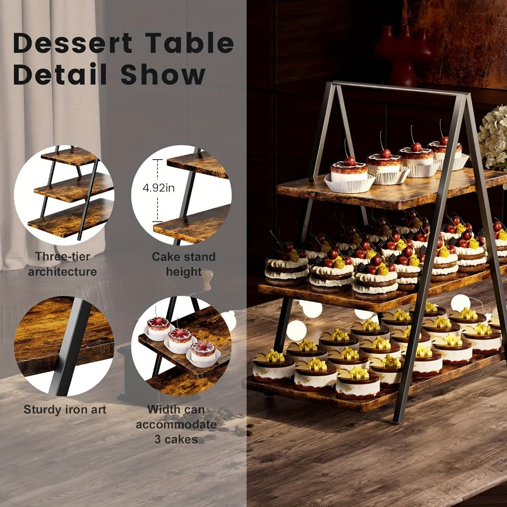 3-Tier Wooden Cupcake Stand, Holds 50 Cupcakes, Dessert Display Rack for Wedding, Birthday Party & Halloween
