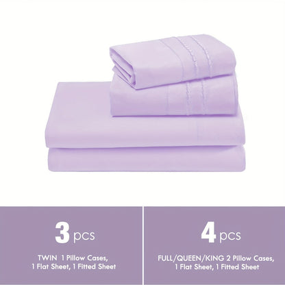 Fitted Sheet Set Deep Pocket | Soft Cooling Breathable Bedding 3-4pcs Fade-Resistant All-Season for Twin Full Queen King