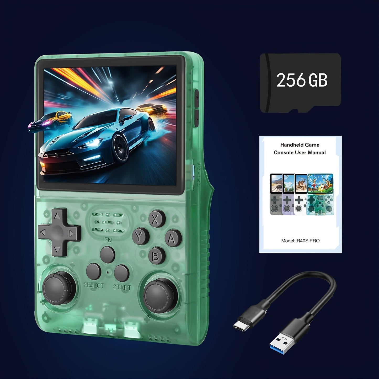 R40S PRO Handheld Retro Game Console 256GB, 3.5 Inch IPS Screen Portable Emulator with Linux System