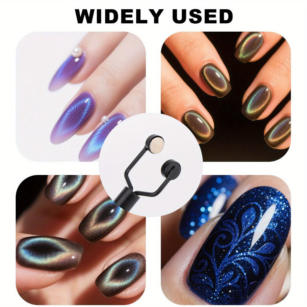 4-in-1 Y-Shaped Cat Eye Nail Magnet Stick Double Head – Heart & Multi-Pattern Magnetic Tool for Cat Eye Gel Polish Nail Art