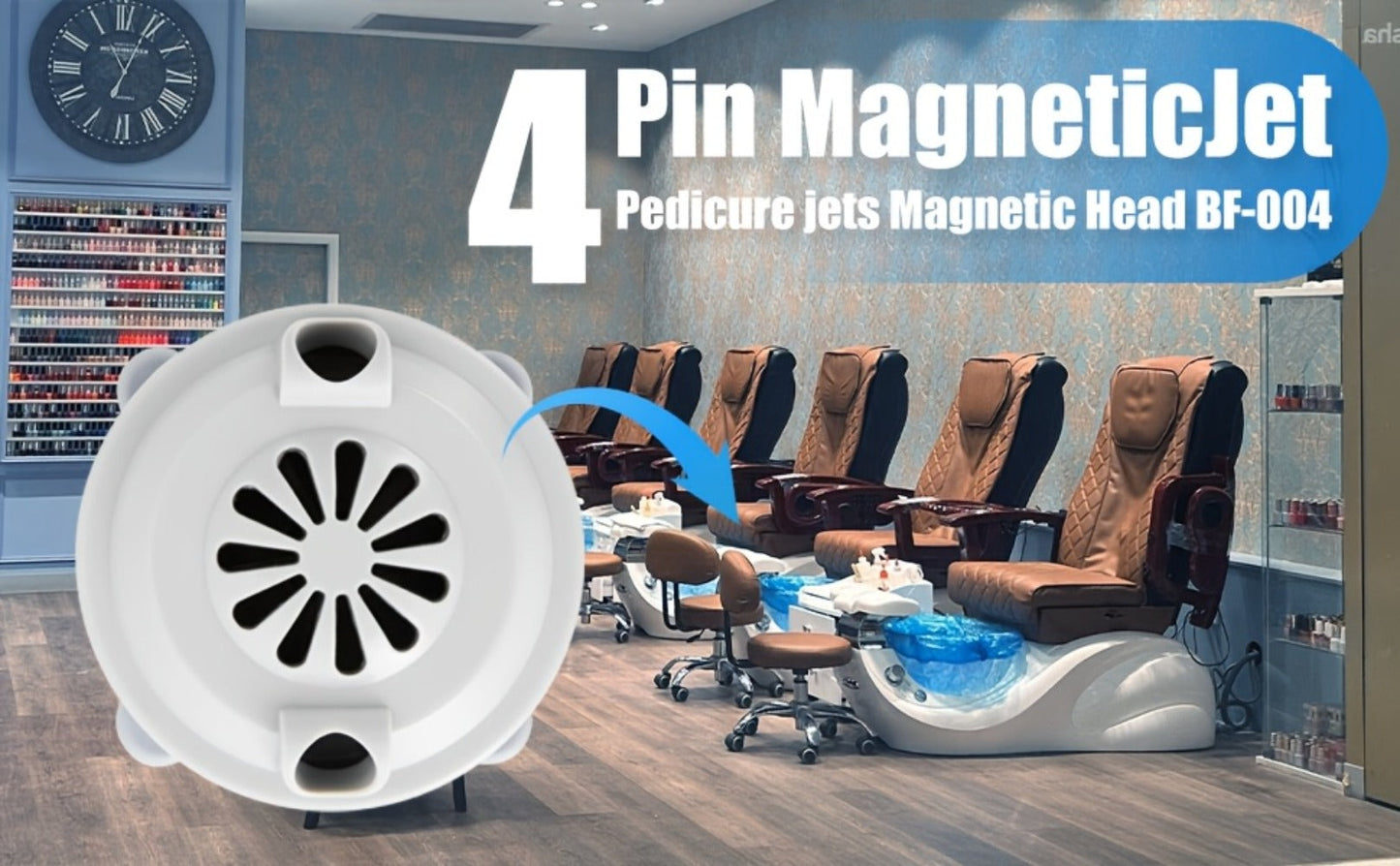 Pipeless Jet Motor for Pedicure Spa Chair Magnetic Jet Head Propeller Cap Complete Replacement Kit LURACO