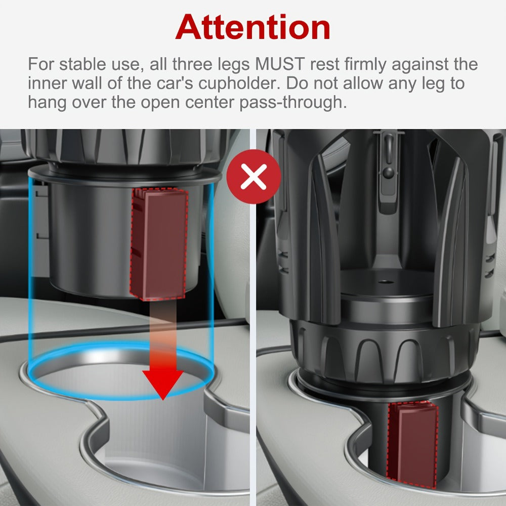 Adjustable Car Cup Holder Expander for 2.56-4.8 Inch Drinkware with 2.56-3.93 Inch Expanding Base in Black