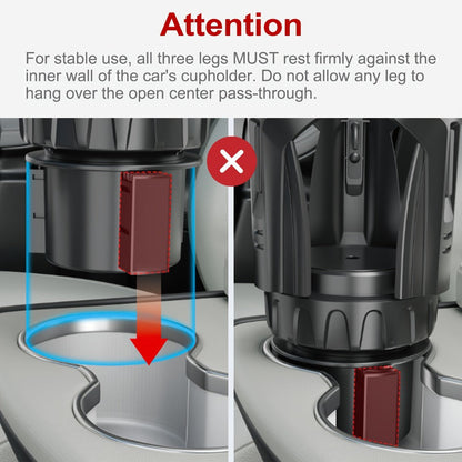 Adjustable Car Cup Holder Expander for 2.56-4.8 Inch Drinkware with 2.56-3.93 Inch Expanding Base in Black