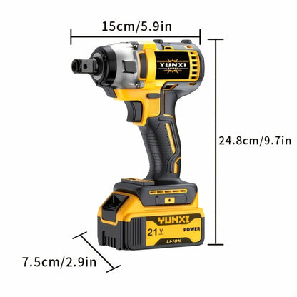 Cordless Impact Wrench 21V Brushless Electric Drill Set with 4000mAh Battery, Toolbox & Full Accessories