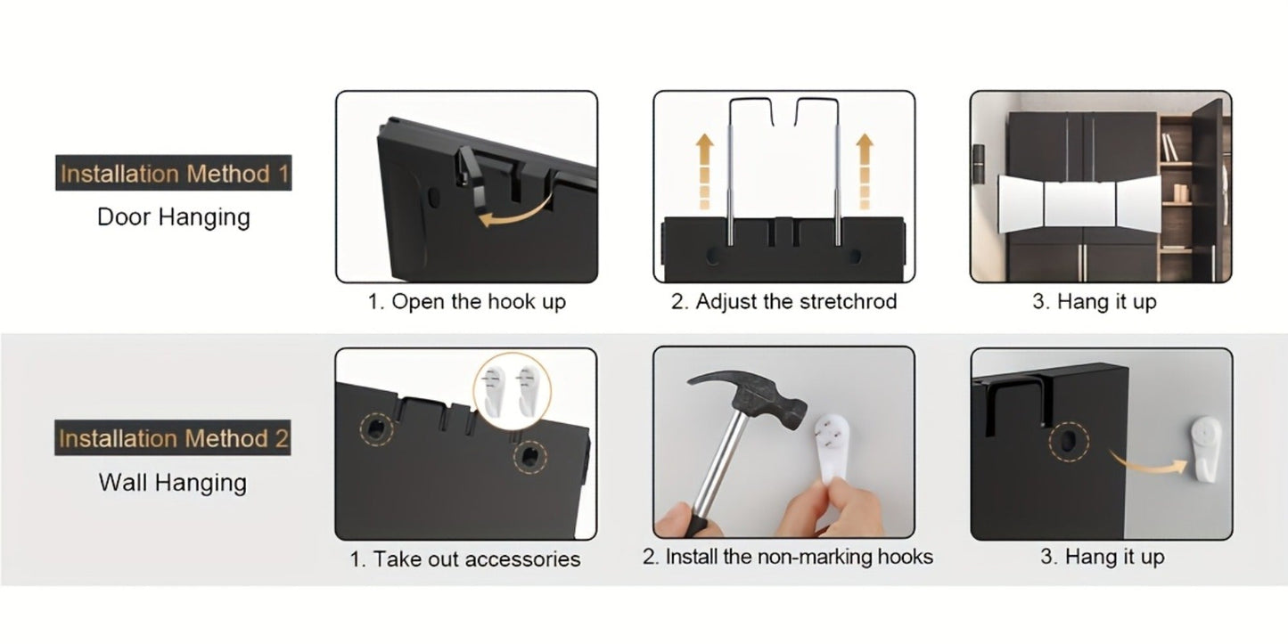 Barber Mirror, 3 Way Mirror for Self Hair Cutting with LED Lights, 360° View Anti-Fog HD Glass USB Rechargeable Folding Barber Mirror
