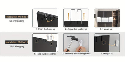 Barber Mirror, 3 Way Mirror for Self Hair Cutting with LED Lights, 360° View Anti-Fog HD Glass USB Rechargeable Folding Barber Mirror