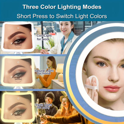 25X Magnifying Mirror with LED Light Suction Cup Mount, for Makeup, Travel and Everyday Vanity Use