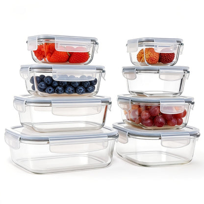 Glass Food Storage Containers 16-Piece Set 8 Glass Bowls with 8 Sealed Lids BPA Free Dishwasher Microwave Refrigerator Safe Meal Prep