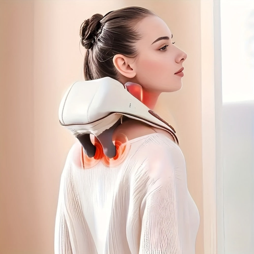 Neck Shoulder Massage Pillow 8D Deep Kneading Wireless Electric Back Massager Simulates Human Hands for Neck for Home or Salon Spa Use