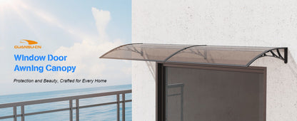 Polycarbonate Window Awning Door Canopy - UV Rain Snow Sun Protection Overhang for Doorways, Patio & Windows