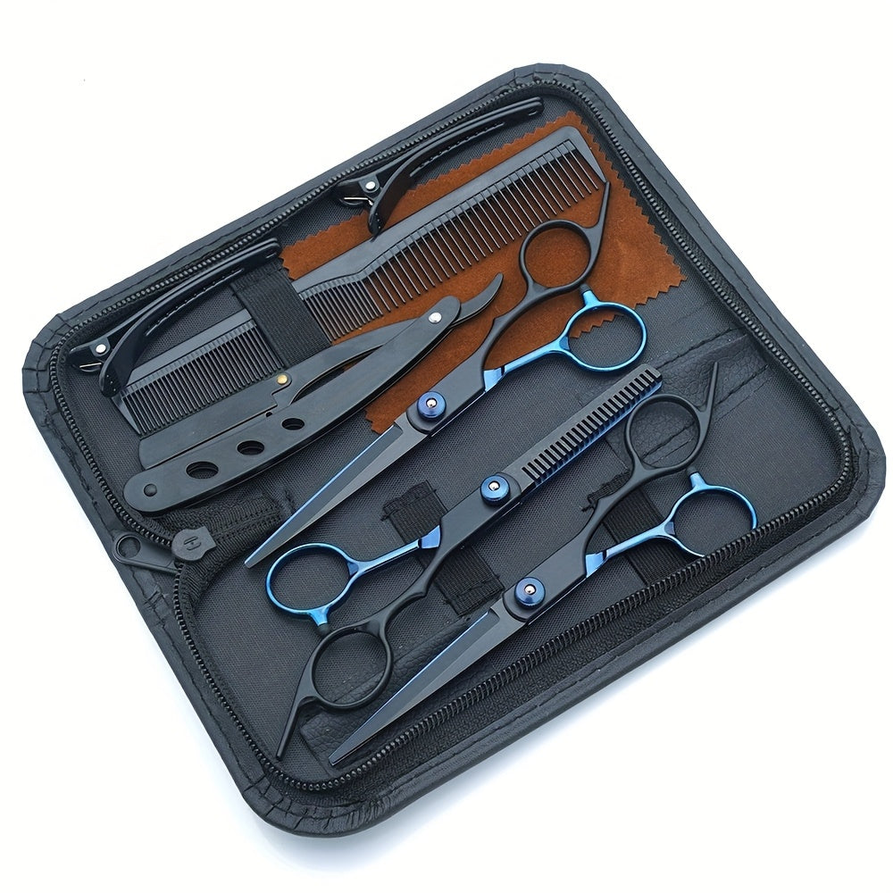 Hair Cutting Scissors Set 6 Inch Stainless Steel with Thinning Shears & Barber Comb – Colorful Professional Hairdressing Shears Kit for Men