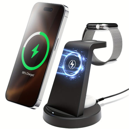Wireless Charging Station, 3-in-1 Multi-Style Dock for iPhone, Samsung Galaxy, Apple Watch and AirPods