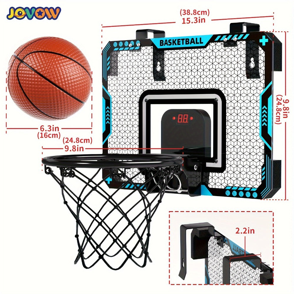 Over Door Basketball Hoop with LED Lights & Electronic Scoreboard, Mini Hoop Set with 4 Balls for Kids Teens Adults