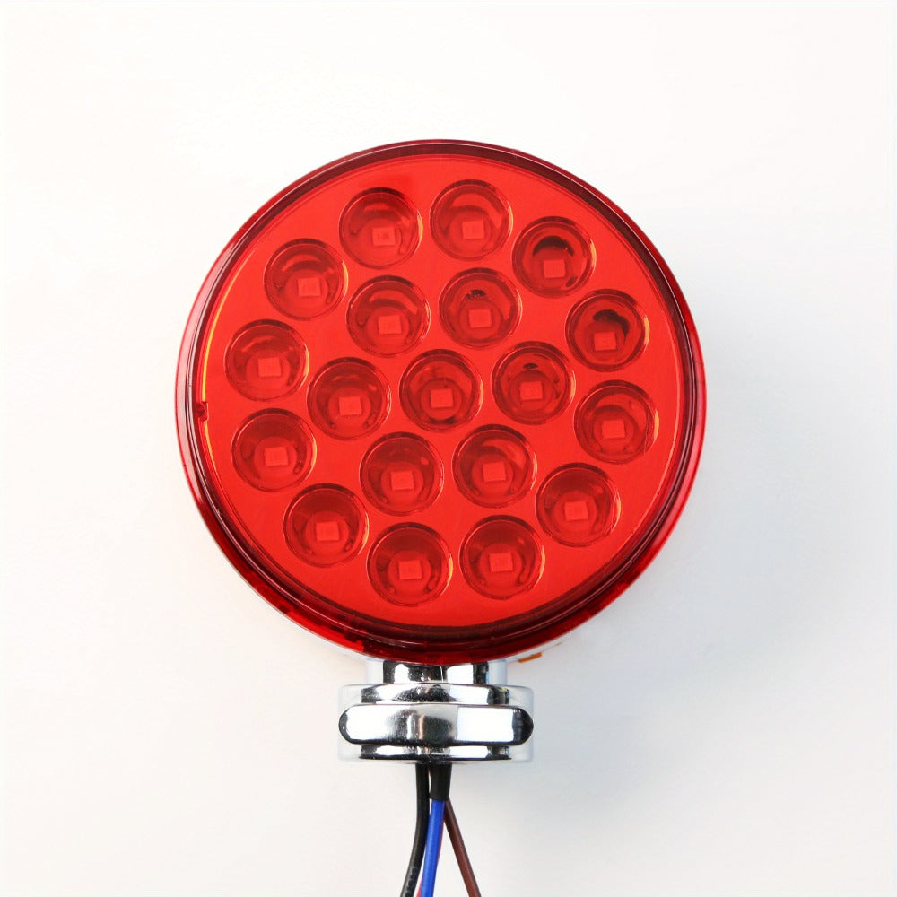 Truck Pedestal Lights Kit 4 Pack – 2pcs 4 Inch Round Double Face LED Turn Signal Lights 38-LED & 2pcs 3 Inch Round Double Face LED Marker