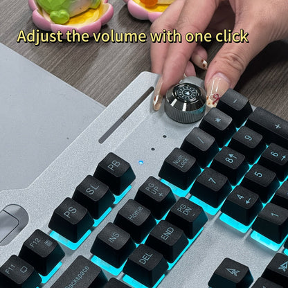 Full-Size 104-Key Wired Gaming Keyboard with Volume Knob in Seven White or Black Options Pictured