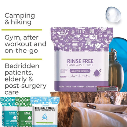 Disposable No-Rinse Foaming Bath Towels – Large 11.81" Body Wipes, Wet & Wipe Cleansing Cloths for Elderly Care, Camping, Post-Surgery
