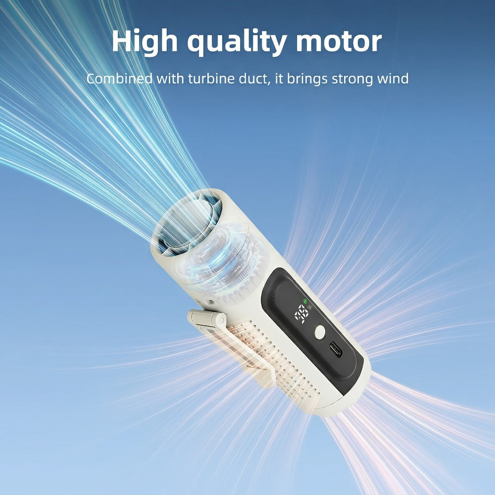 Handheld Fan with Metal Contact Plate, Five Speeds, 20, 000 RPM Label, Type-C Charging and Display