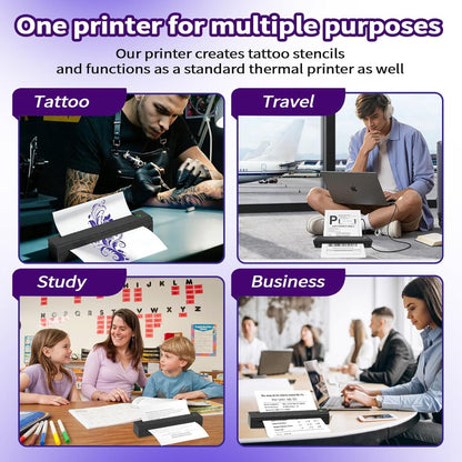 Tattoo Stencil Printer D80 - Wireless Bluetooth Thermal Printer for Tattoo Transfer Paper & A4 Office Printing