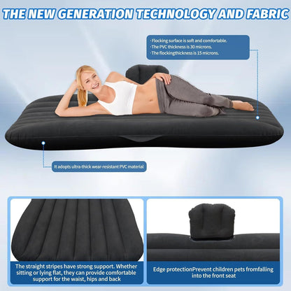 Inflatable Car Air Mattress for SUV, Truck & Back Seat – Fast Inflate Portable Camping Bed with Pillow, Air Pump & Carry Bag for Road Trips