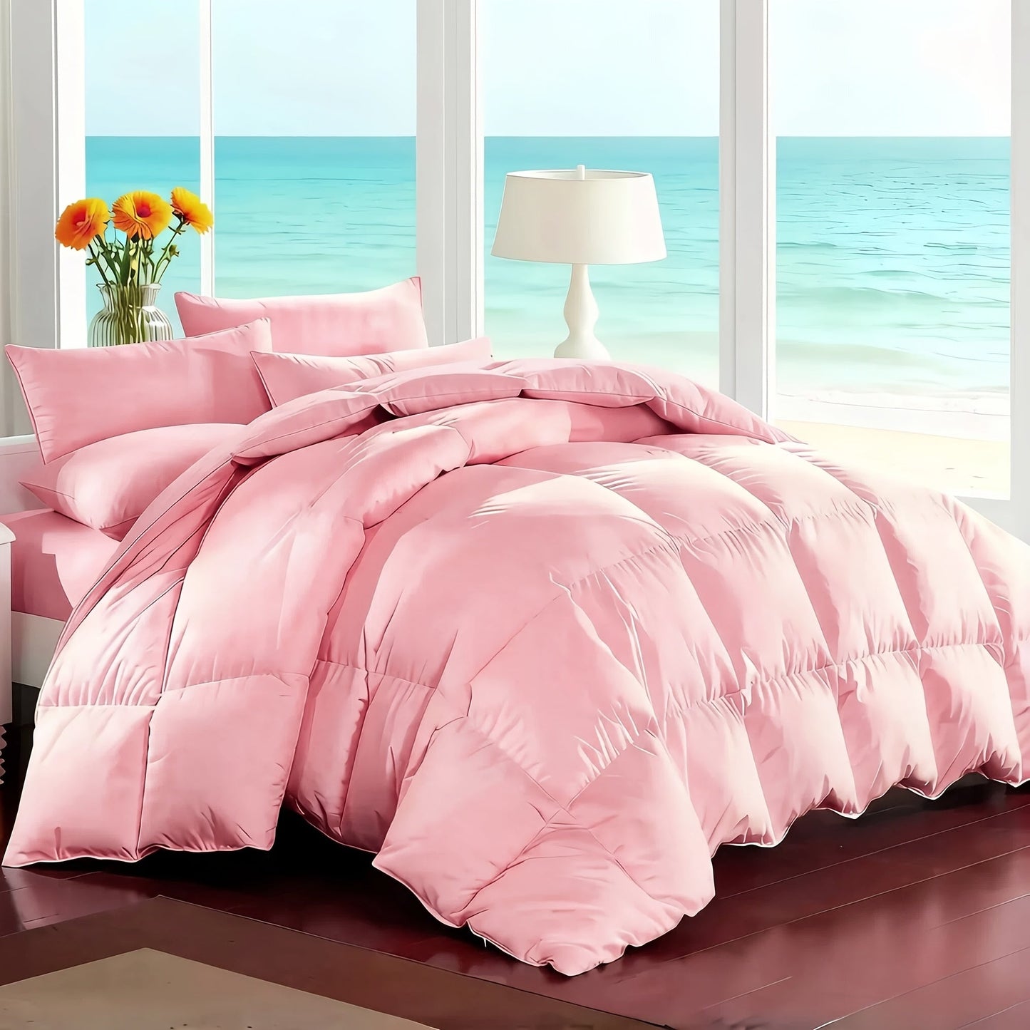 Comforter Set 7-Piece Bed in a Bag Queen King Full Soft Microfiber Down Alternative Comforter Fitted Sheet Flat Sheet Pillow Shams