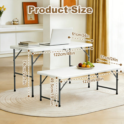 6-Foot Heavy-Duty Folding Table with Adjustable Height and Carry Handle for Dining Room detail image - detail view 6