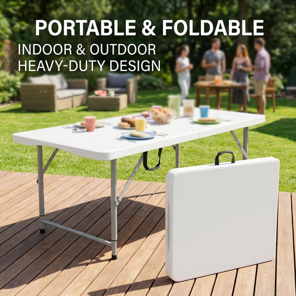 6-Foot Heavy-Duty Folding Table with Carry Handle for Work, Display, and Everyday Use detail image - detail view 6