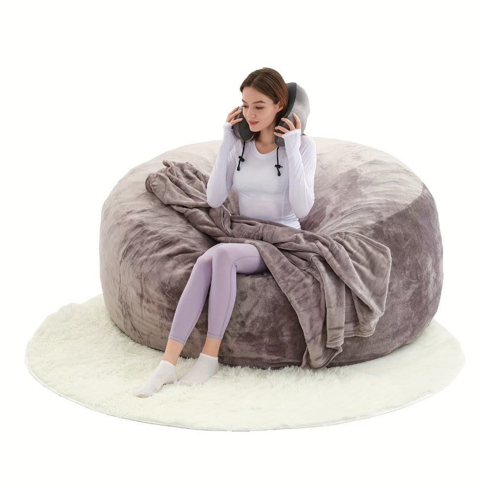6-Foot Round Bean Bag Chair with Washable Cover, Floor Lounge Chair for Living Room detail image