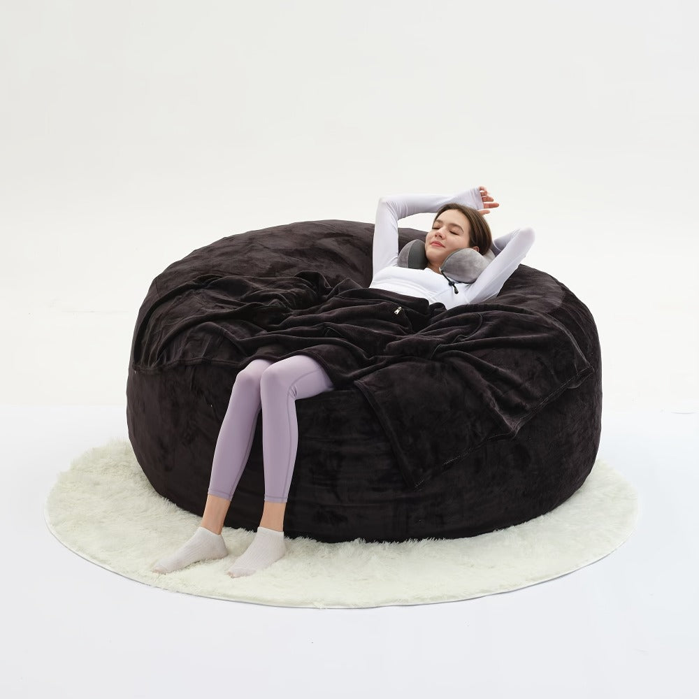 Bean Bag Chair, Bean Bag Sofa Chair Set - Includes U-Shape Pillow, Blanket & 6FT Round shown in the main product view