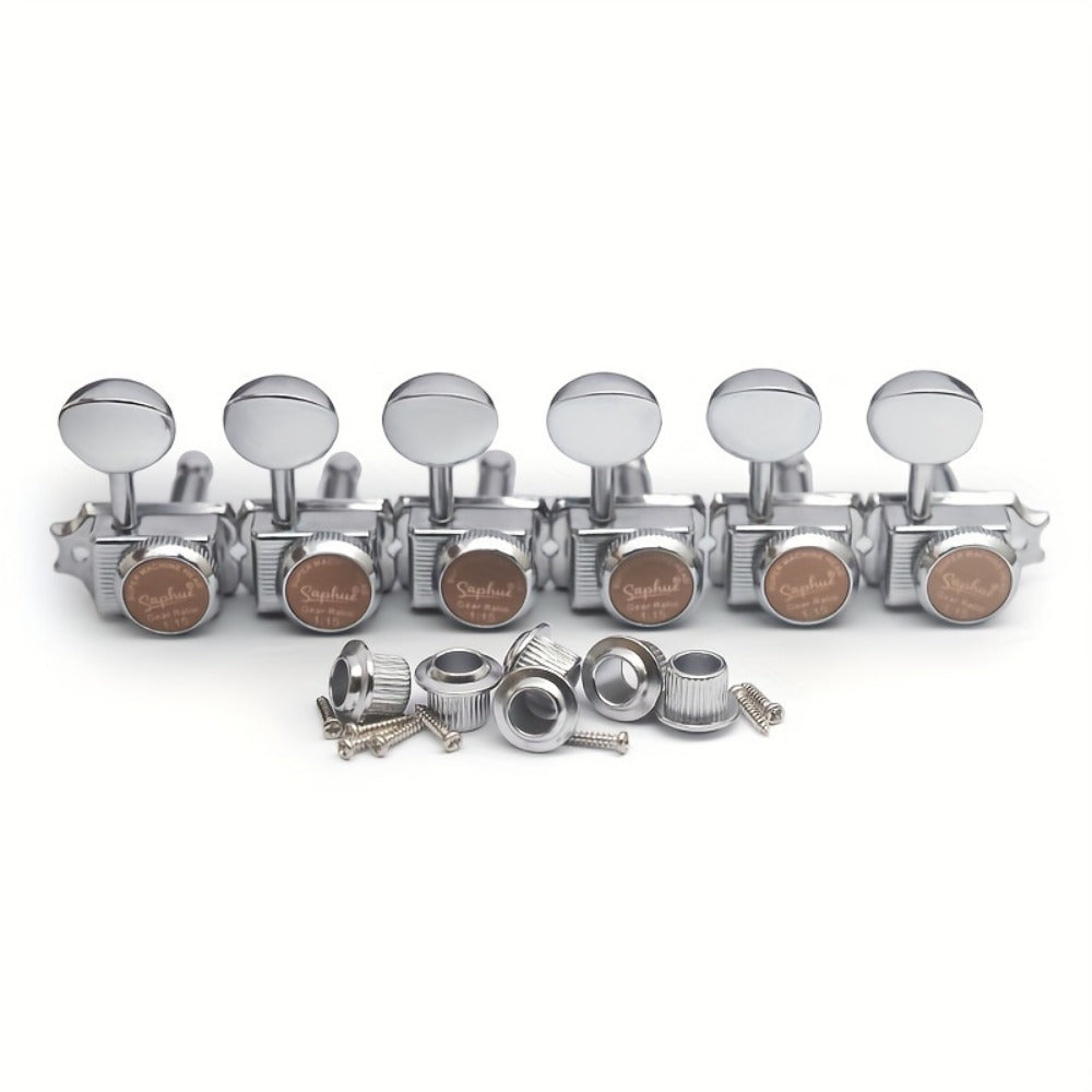 6-Inline Locking Guitar Tuners, 1:15 Ratio, Chrome or Gold Set detail image - detail view 3