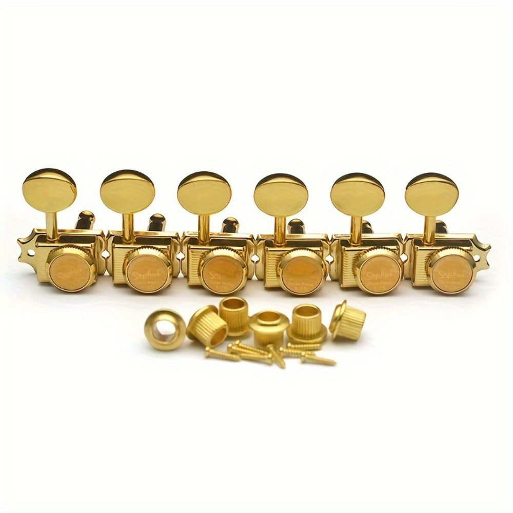 6-Inline Locking Guitar Tuners, 1:15 Ratio, Chrome or Gold Set detail image - detail view 5