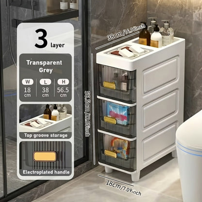 6-Layer Slim Bathroom Storage Cabinet with Storage Drawers for Organized Everyday Storage detail image - detail view 3