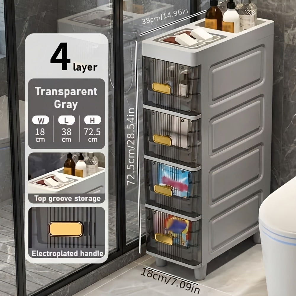 6-Layer Slim Bathroom Storage Cabinet with Storage Drawers for Organized Everyday Storage detail image - detail view 5