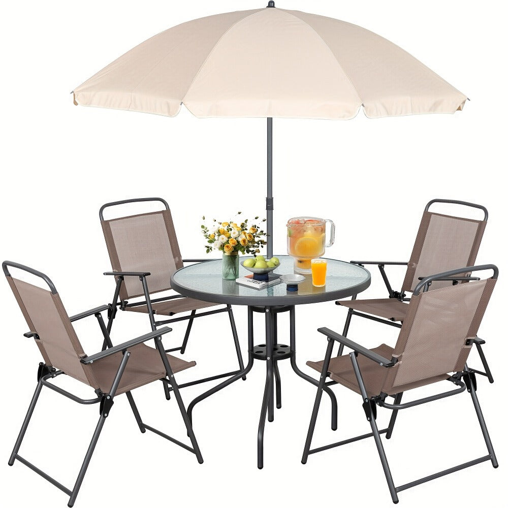 6-Piece Foldable Patio Dining Set with Multiple Color Options detail image - detail view 3