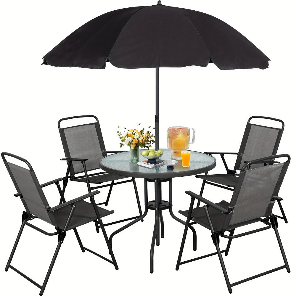 6-Piece Foldable Patio Dining Set with Multiple Color Options detail image - detail view 5