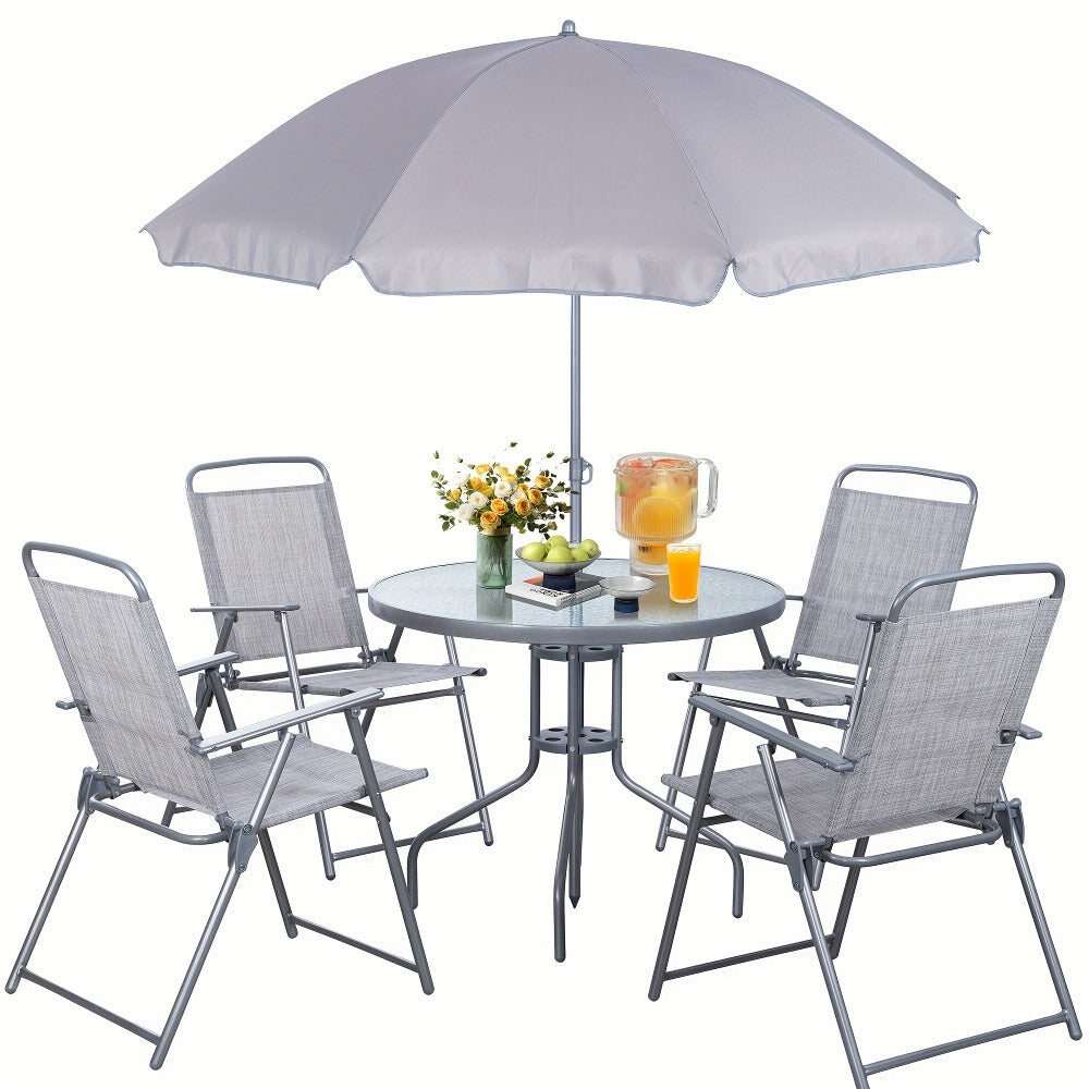 6-Piece Foldable Patio Dining Set with Multiple Color Options detail image - detail view 7