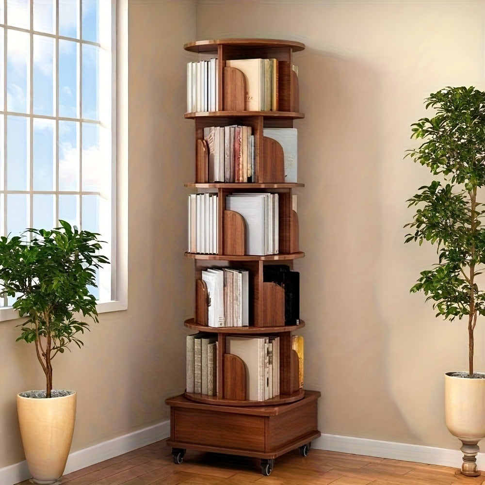 6-Tier 360° Rotating Bookshelf with Rolling Wheels and 360° Swivel for Entryway detail image - detail view 3