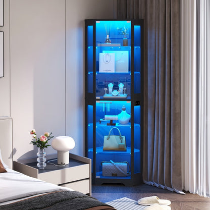 6-Tier Display Cabinet with LED Lighting for Organized Everyday Storage detail image - detail view 7