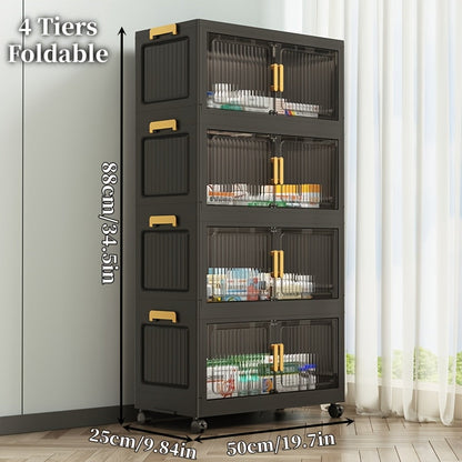 Medicine Cabinet shown in the 50CM/19.7" Diameter 4-Tier (Foldable + Magnetic Door + Foot Wheels*4) option