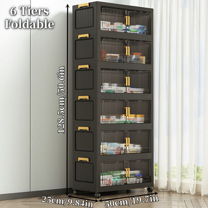 Medicine Cabinet shown in the 50CM/19.7" Diameter 6-Tier (Foldable + Magnetic Door + Foot Wheels*4) option