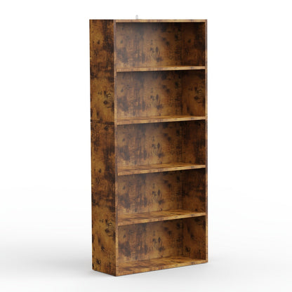 Bookshelf shown in the 1 Rust, 5-shelf option