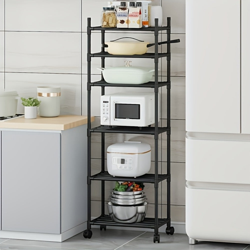 6-Tier Metal Rolling Carts And Utility Storage with Adjustable Height and Rolling Wheels detail image - detail view 5
