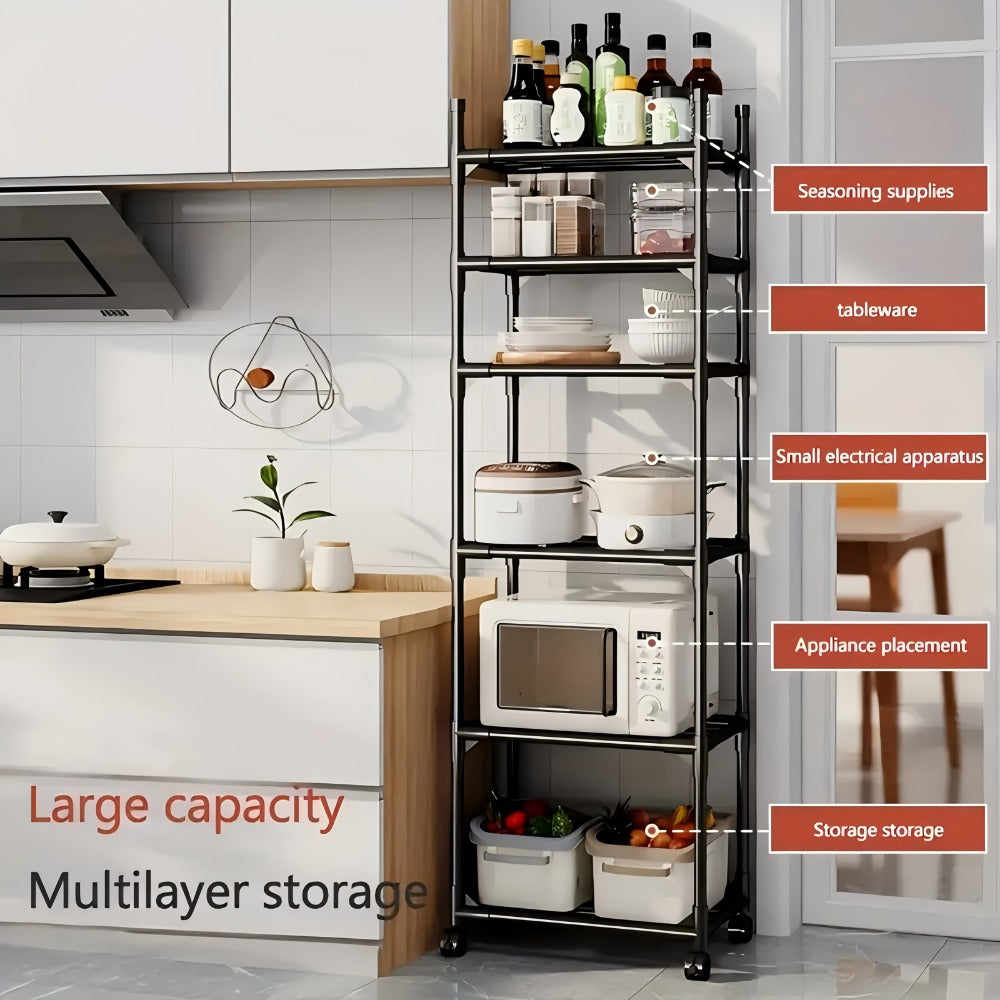 6-Tier Metal Rolling Carts And Utility Storage with Adjustable Height and Rolling Wheels detail image - detail view 9