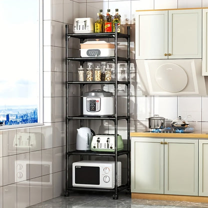 Storage Rack, 6-Tier Adjustable Metal with Wheels and Hooks - Corner Shelving Unit shown in the main product view
