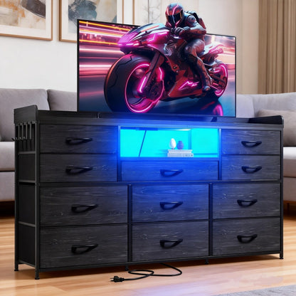 60-Inch TV Stand with LED Lighting, Entertainment Center for Living Room detail image - detail view 5