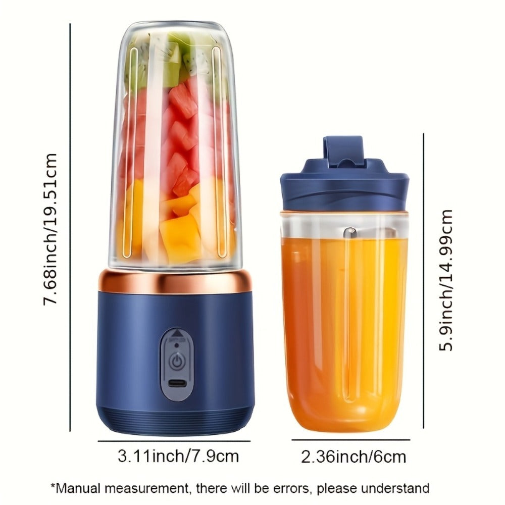 Six-Blade Portable Blender with Blue or Pink Single- and Double-Cup Checkout Configurations